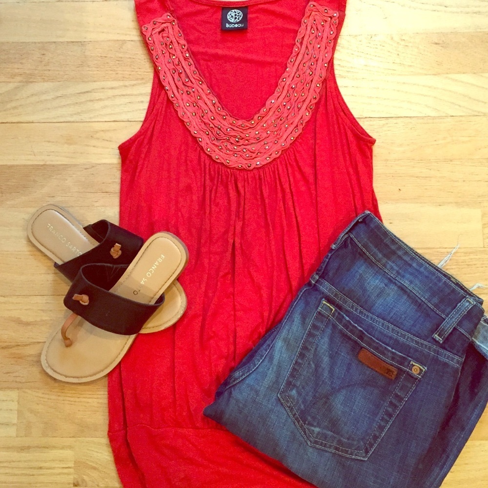 Nordstrom Rust red bubble hem top